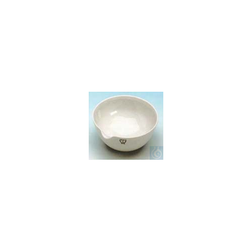 Evaporating basins 109, size 6, with spout, glazed except outside base,