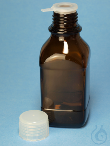 Bottles, screw thread, amber glass, with screw cap of polypropylene 1000 ml / A - Luminix Health