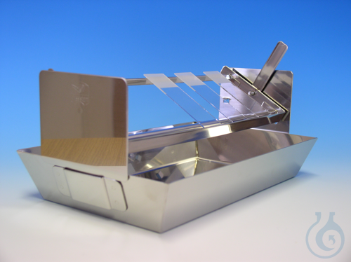 Staining dish of stainless steel with tilting rack - Luminix Health