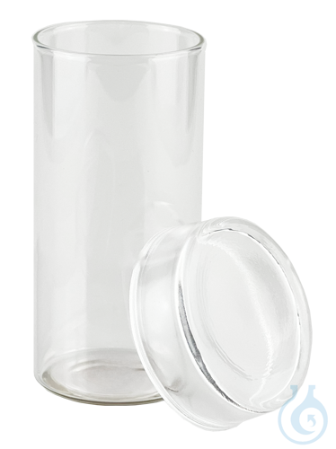 Staining jars of glass, with cover circular ca. 85 x 40 mm