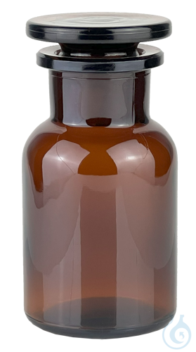 Bottles, wide neck, with glass stopper amber glass 250 ml