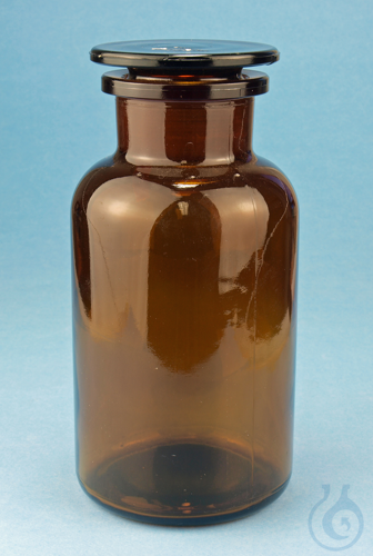 Bottles, wide neck, with glass stopper amber glass 2000 ml - Luminix Health