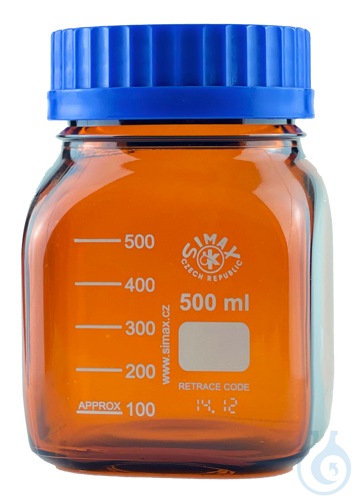 Reagent bottles with thread and scale, square, borosilicate glass 3.3, clear