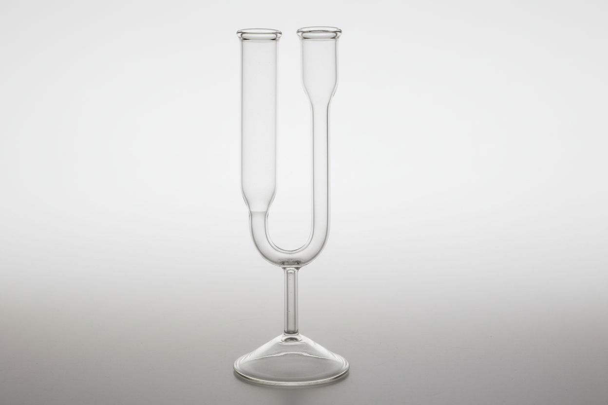 Tube for urinalysis, U-shape, clear glass, with stem and circular base Höhe 135 - Luminix Health