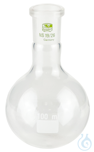 Round bottom flasks, borosilicate glass 3.3, with standard ground joint, without