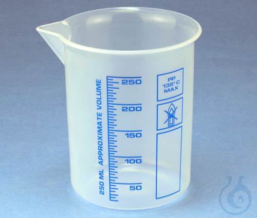 Griffin beakers of polypropylene, low form, printed, blue scale 3000 ml - Luminix Health