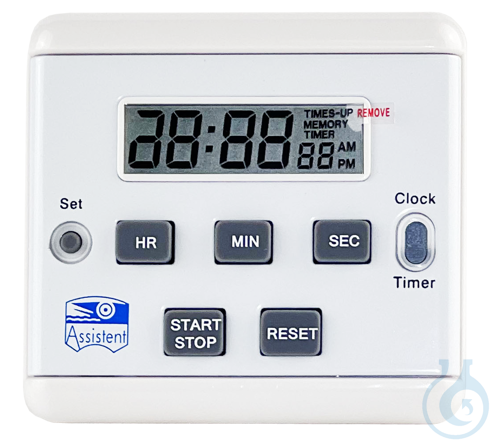 Digital interval timer with stopwatch and clock
