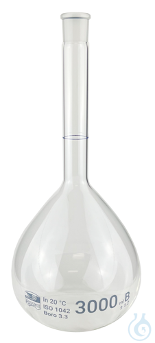 Volumetric flasks, borosilicate glass 3.3, with rim standard type 3000 ml