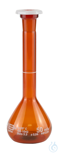 Volumetric flasks, borosilicate glass 3.3, amber, with interchangeable stopper