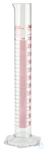 Measuring cylinders, borosilicate glass 3.3, tall form, hexagonal base, amber