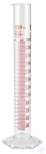 Measuring cylinders, borosilicate glass 3.3, tall form, hexagonal base, amber