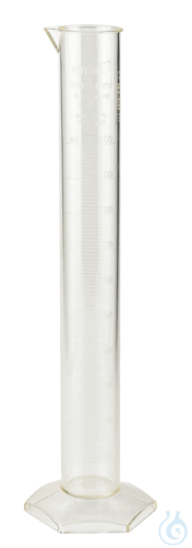 Measuring cylinders, tall form, PMP, transparent, hexagonal base, embossed scale