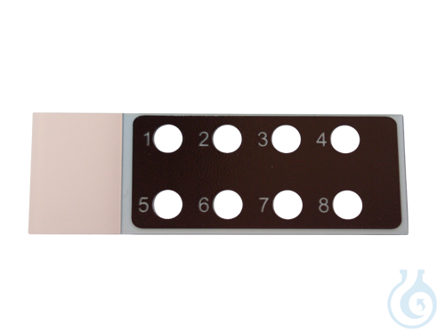 Immunofluorescent printed slides black coating, 8 numbered circles ca. 6 mm Ø