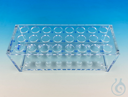 Test tube racks of Plexiglas® for 12 tubes up to approx. 18 mm Ø, without pins - Luminix Health