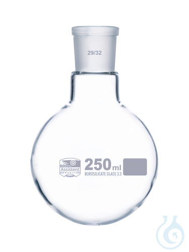 Flasks, boiling, round bottom with socket, Boro 3.3, DIN EN ISO 4797, printing