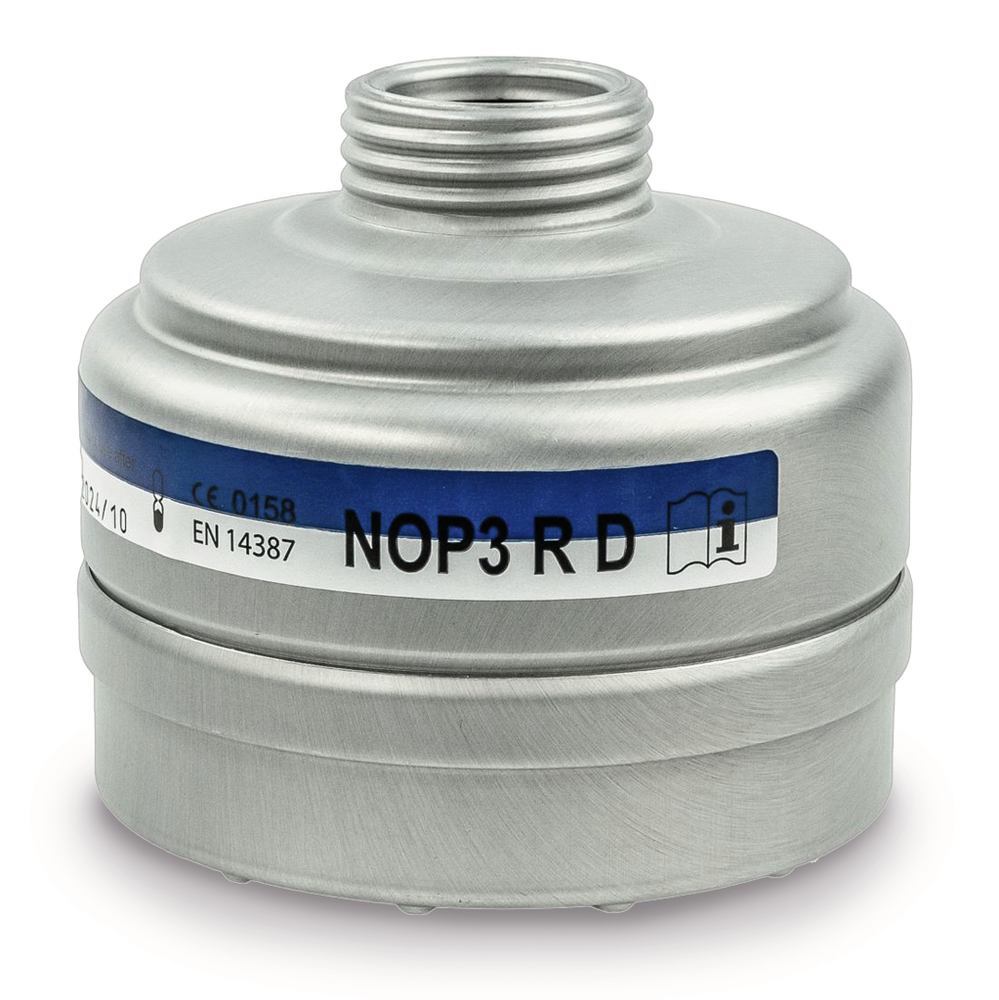 Respiratory protection filter, blue/white, EN 14387, type NO-P3, 1 unit(s) - Luminix Health