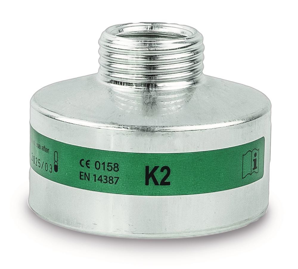 Respiratory protection filter, green, EN 14387, type K2, 1 unit(s) - Luminix Health