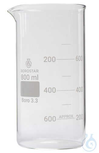 Borostar Becherglas 800ml, h.F. mit Ausguss, Boro 3.3