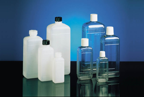 Narrow neck bottle, HDPE, natural, 100 ml, rectangular, w/o closure