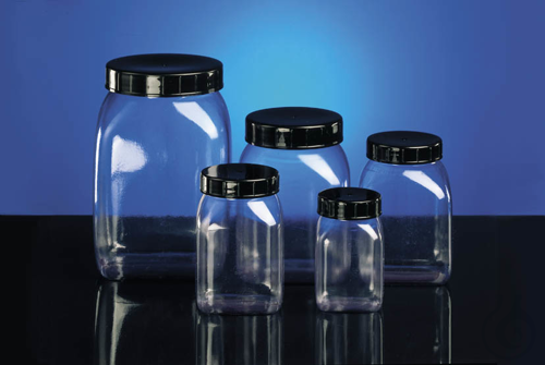 Wide neck container, PETG transparent, 100 ml, square, w/o closure