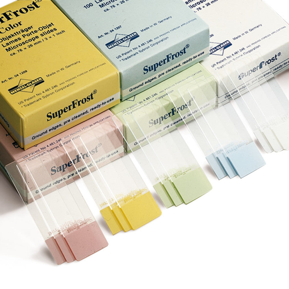 Microscope slides SuperFrost®, green, soda-lime glass, cut edges, 50 unit(s) - Luminix Health