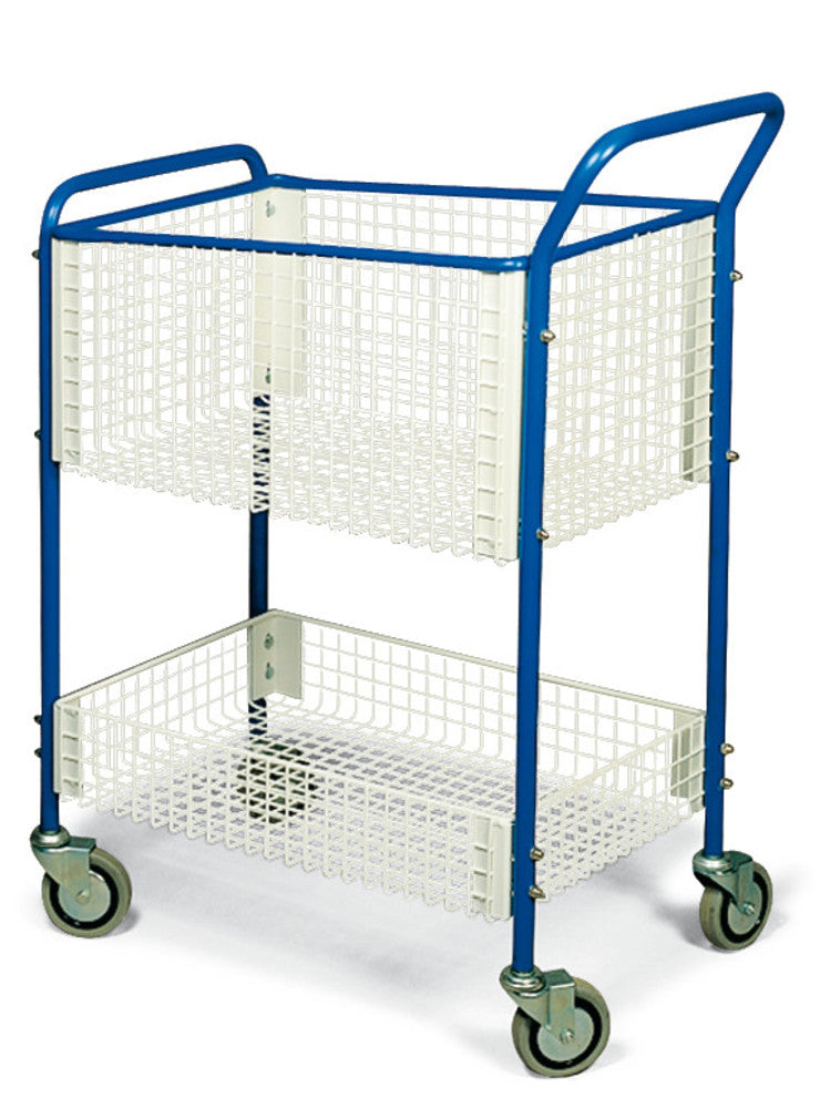 Lab-wire trolley, steel tub./sheet steel, 2 bask.65 l/24 l, 1 unit(s) - Luminix Health