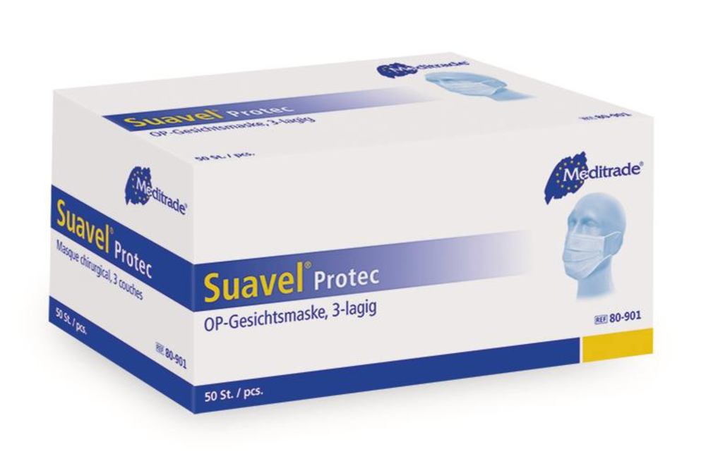 Surg. mask Suavel® Protec, type II, blue, Basic model, 50 unit(s) - Luminix Health