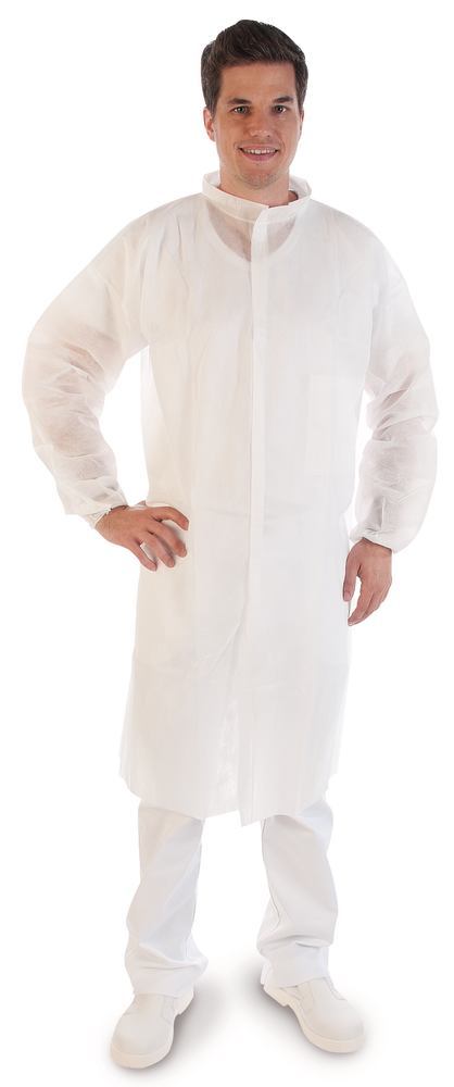 PP disposable gown, 30 g/m², White, snap fasteners, size L, 1 unit(s) - Luminix Health