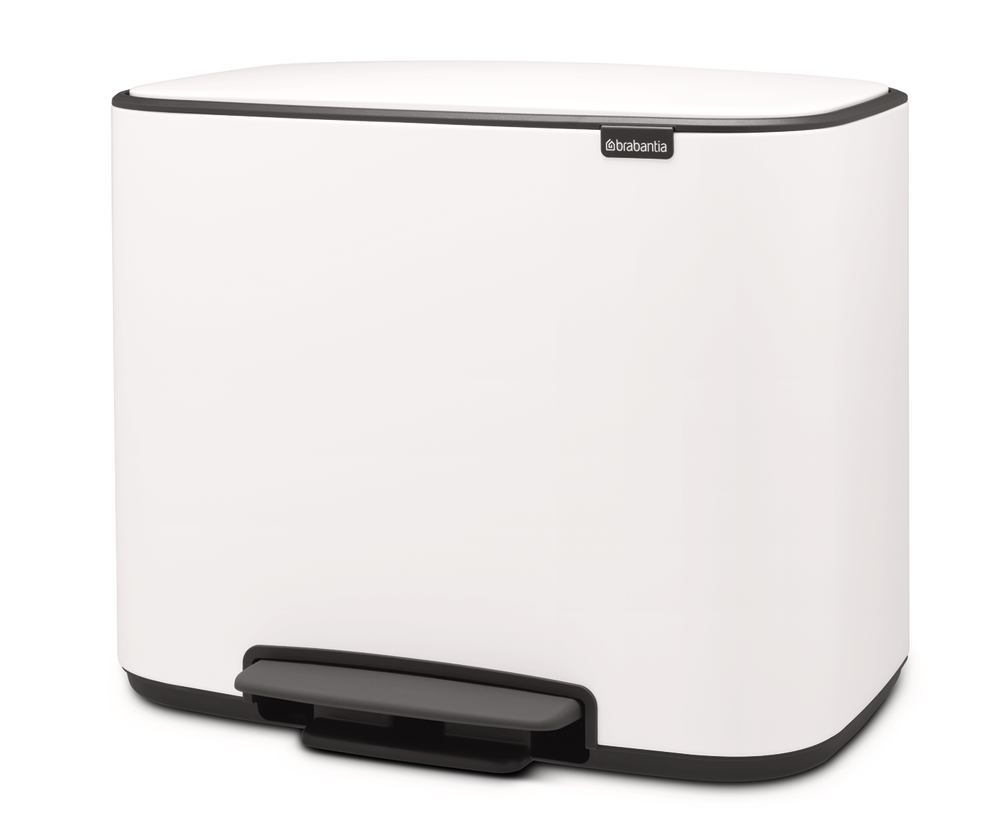 Bo pedal bin, two compartments, 11 + 23 l, white, 1 unit(s) - Luminix Health