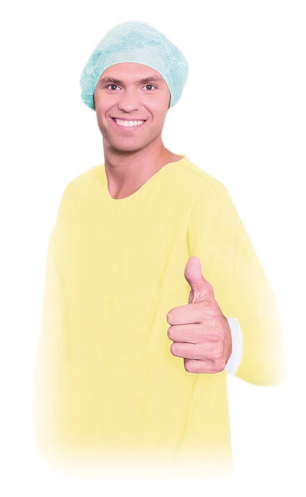 BeeSana protective gown, PP/PE, 26 g, yellow, 136 cm, 10 unit(s) - Luminix Health