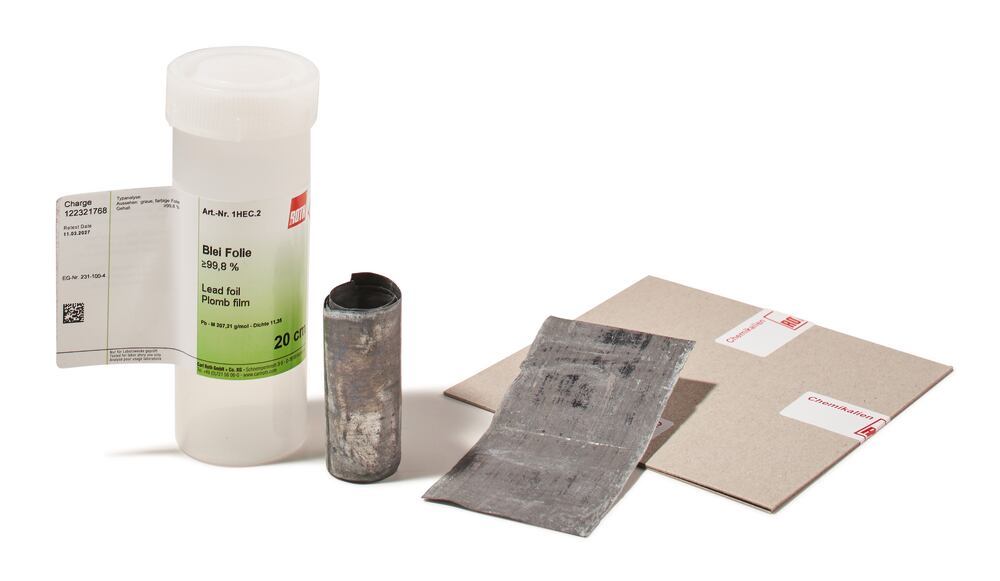 Lead foil min. 99,8 %, 10 cm × ca. 9,5 cm, 0,12 mm