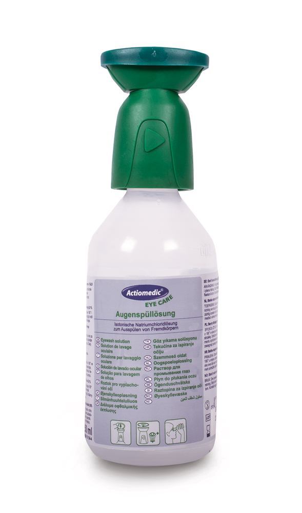 Actiomedic eye wash bottle, NaCl rinsing solution 0.9% sterile 250ml, 1 unit(s) - Luminix Health