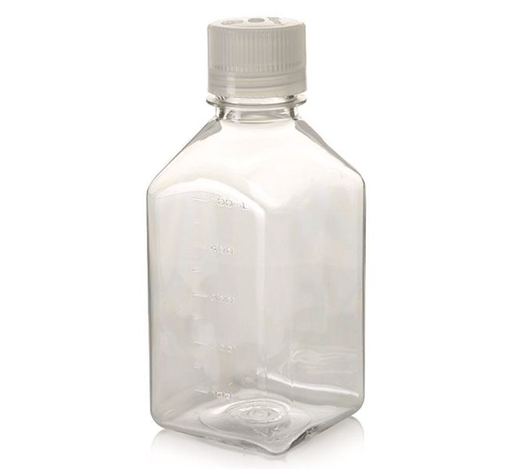 Narrow mouth bottle square, , PC, 500 ml, 4 unit(s) - Luminix Health