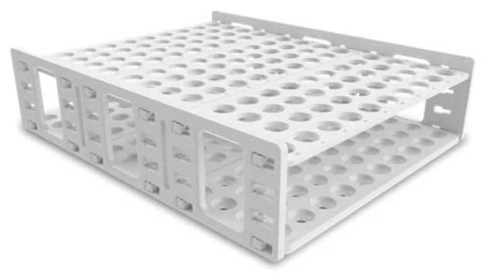 Test tube rack, extra large, white, For tube Ø 18-20 mm, 120 slots, 1 unit(s) - Luminix Health
