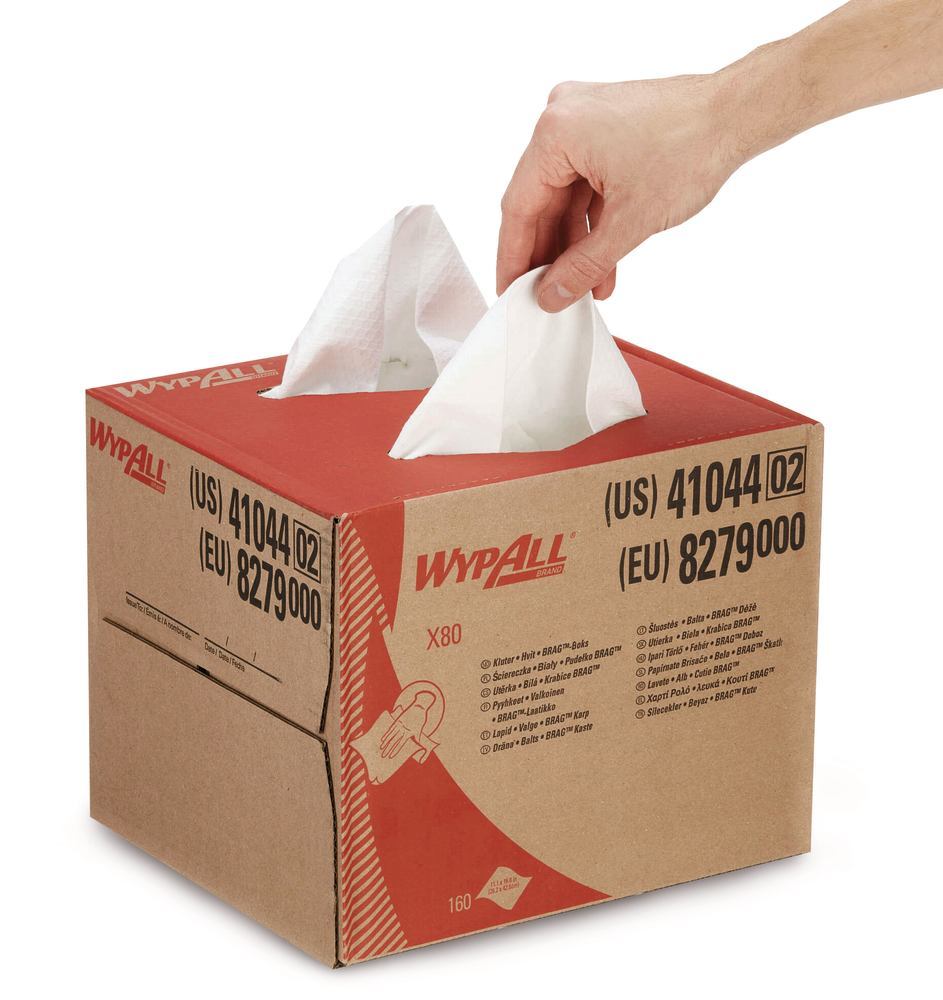 WYPALL® X80 reusable wipes , 1-ply, white, disp. box, 427 x 282 mm, 160 unit(s) - Luminix Health