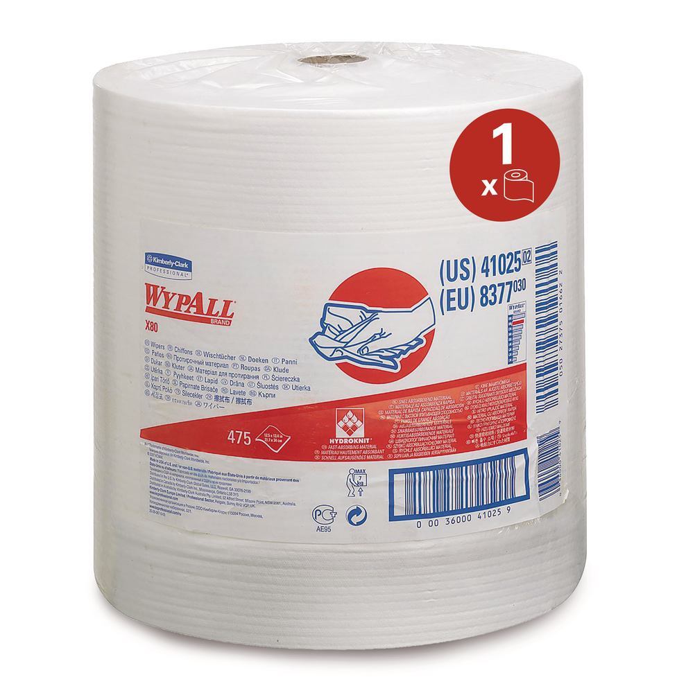 WYPALL® X80 reusable wipes , 1-ply, white, roll, 310 x 315 mm, 1 unit(s) - Luminix Health
