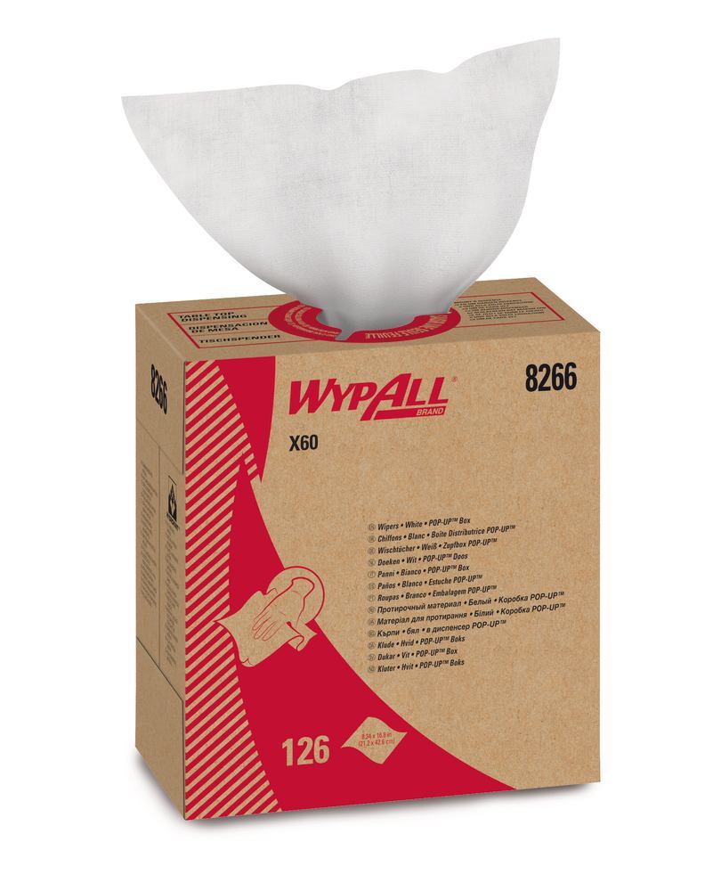 WYPALL® X60 reusable wipes , 1-ply, white, disp. box, 426 x 212 mm, 126 unit(s) - Luminix Health