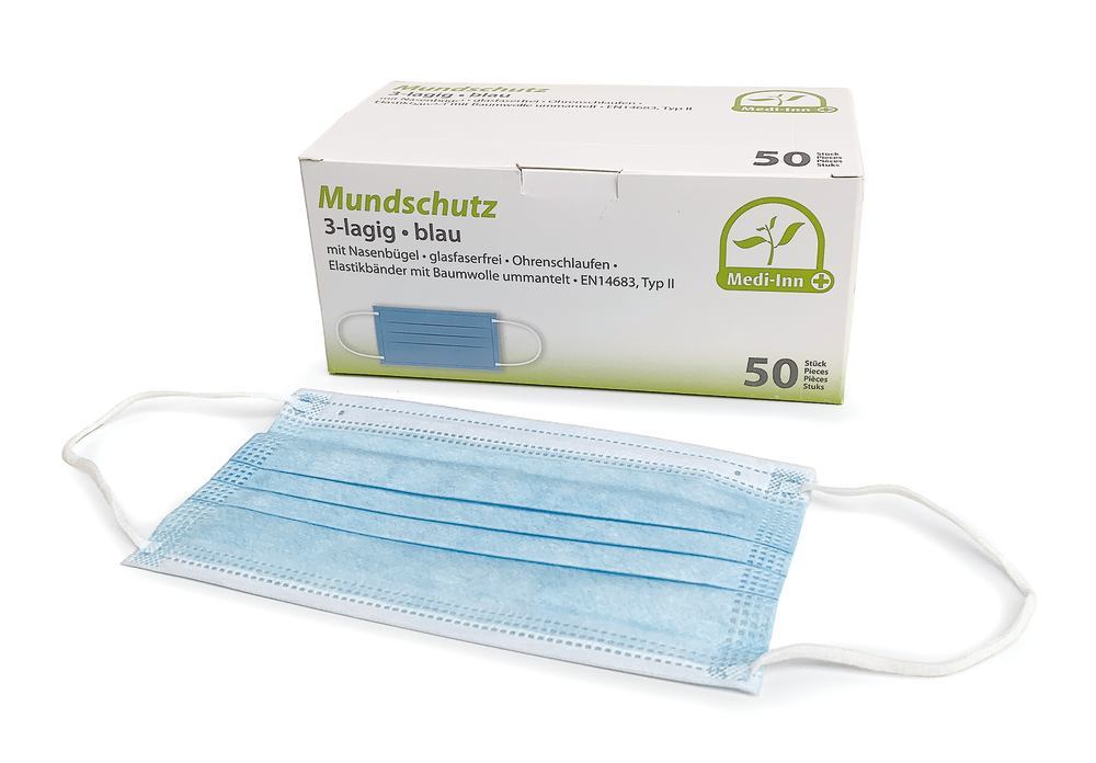 Medical face masks, type II, MEDI-INN, ear loops, blue, 50 unit(s) - Luminix Health