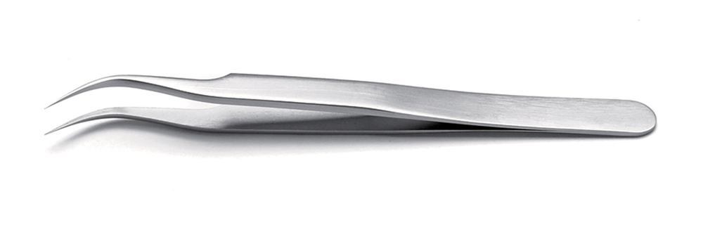 ROTILABO® precision tweezers, Bent S, type 7, L 118 mm, SS 0.09 mm, 1 unit(s) - Luminix Health