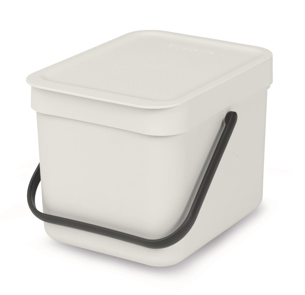 Sort + Go waste bin, light grey, 6 L, W 200 x D 245 x H 181 mm, 1 unit(s) - Luminix Health