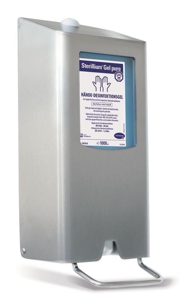 CleanSafe extra basic dispenser, St. steel, manual for 1000ml bottles, 1 unit(s) - Luminix Health