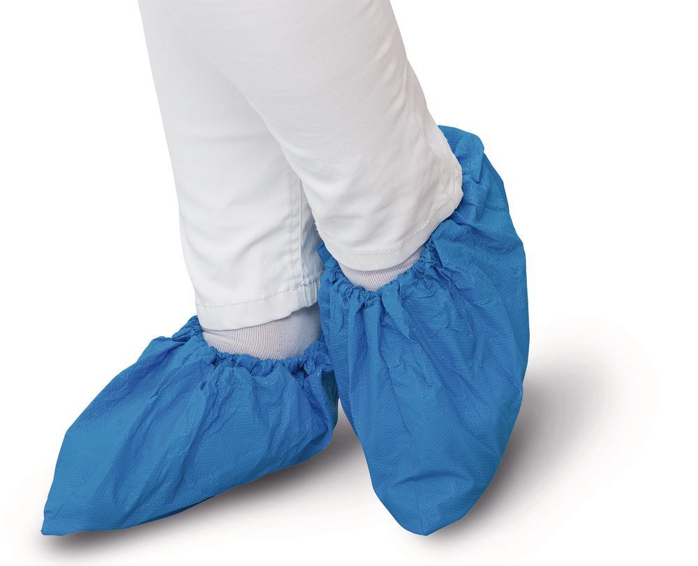 CPE disposable overshoes, premium, extra strong, 20x42 cm, blue, 50 unit(s) - Luminix Health