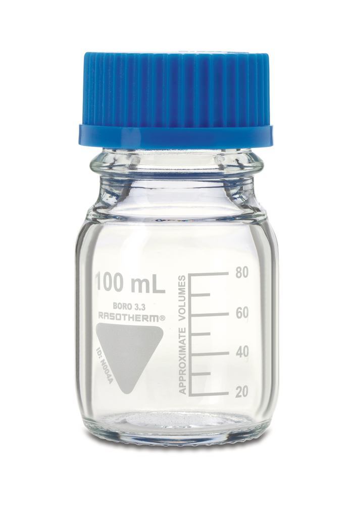 RASOTHERM clear glass screw top bottle, 100 ml, 10 unit(s) - Luminix Health