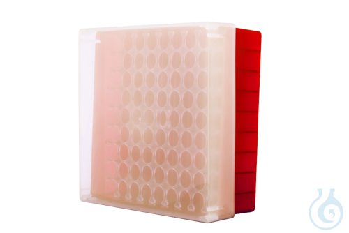 neoLabLine neoBox 81 plus, Kryobox,133x133x53 mm (L x B x H), Unterteil rot, Dec
