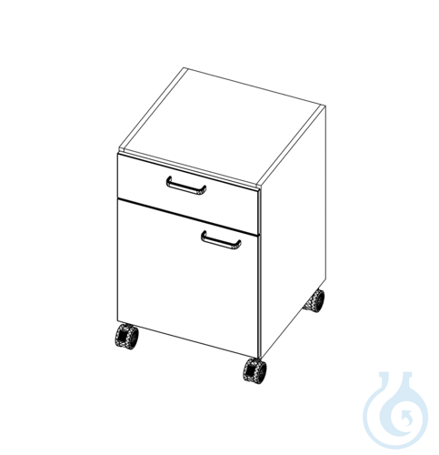 labtable mobile base cabinet, 1 door right, 1 drawer, 530x530x810 - Luminix Health