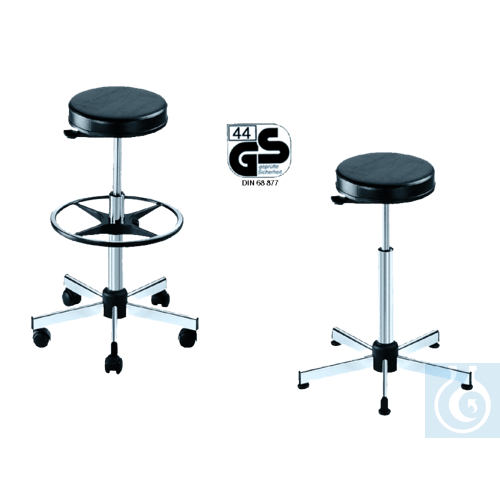 neoLab® Laboratory stool, leatherette seat, with glides, height adjustable 55-79 - Luminix Health