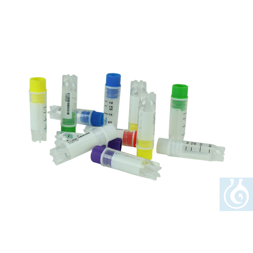 Image of Cryomaster® Cryotubes with internal thread, 2.0 ml, stand ring, 1D barcode, whit - Luminix Health