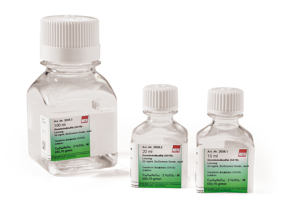 Geneticin disulphate (G418)-solution, 50 mg/ml, BioScience-Grade, sterile, 10 ml - Luminix Health
