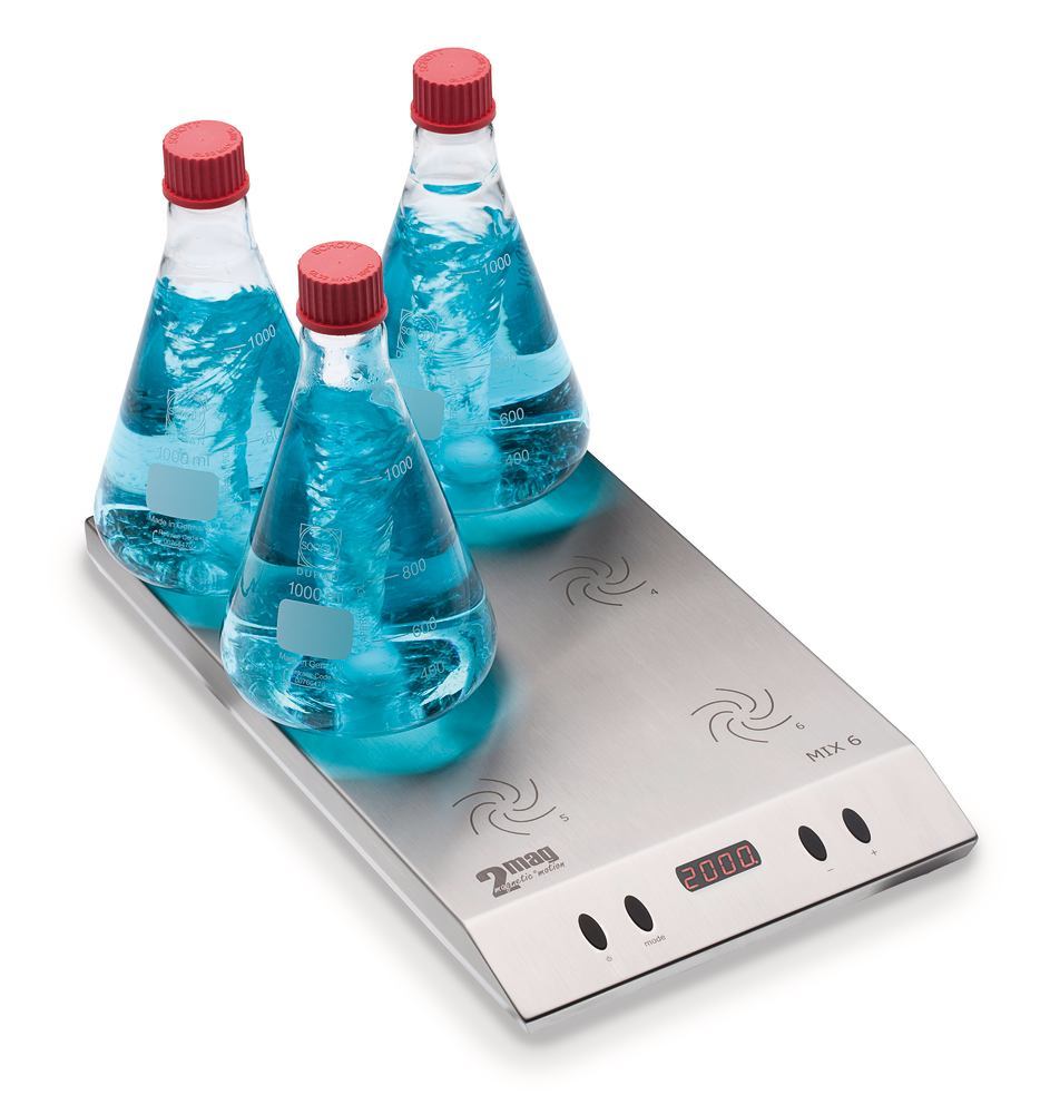MIX 6 multi-position magnetic stirrer, 6 stir pos, 100-2000/min, 3000 ml, 20 W - Luminix Health