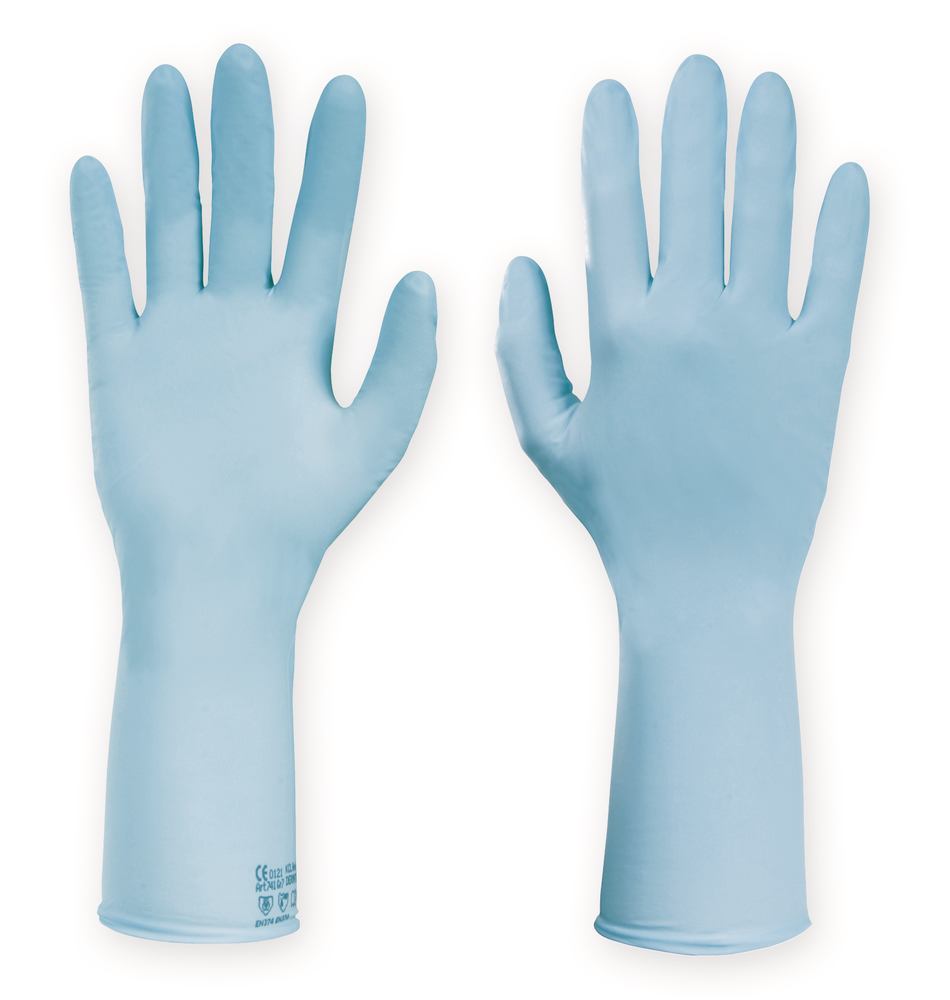 Dermatril L 741 disposable gloves, Nitrile, blue, L 300 mm, size 7, 100 unit(s) - Luminix Health